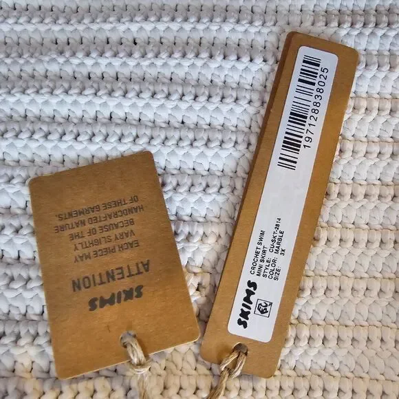 SKIMS Women's Marble Crochet Swim Mini Drawstring Skirt Size 3X